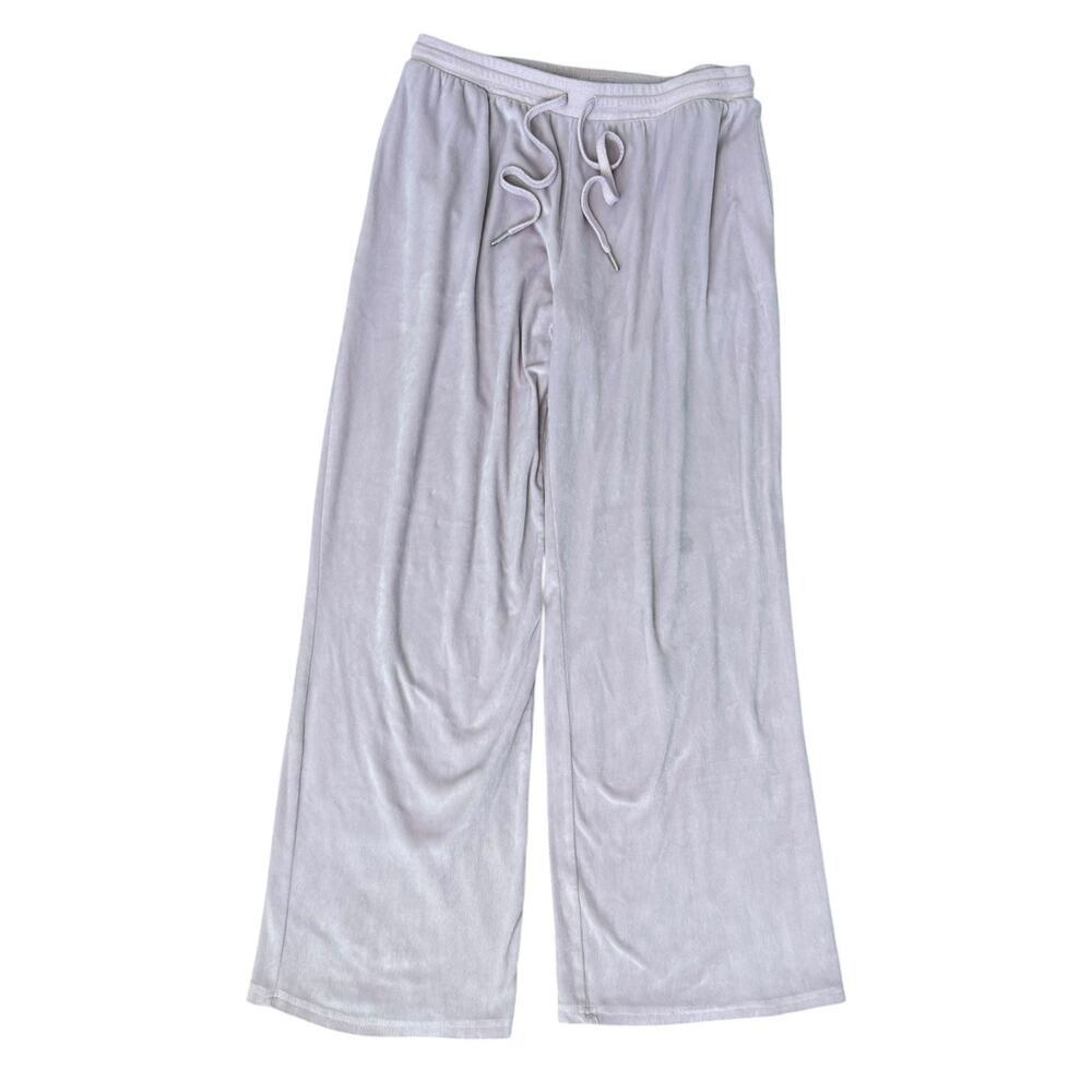Y2K Vintage JUICY COUTURE Velour Rhinestone Bling Wide Leg Pants Baby Pink Sz L - Picture 2 of 9